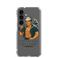 Cartoonish shirtless sailor-man with sharp-edged pointed object Samsung Case front view — Wandering With Pride