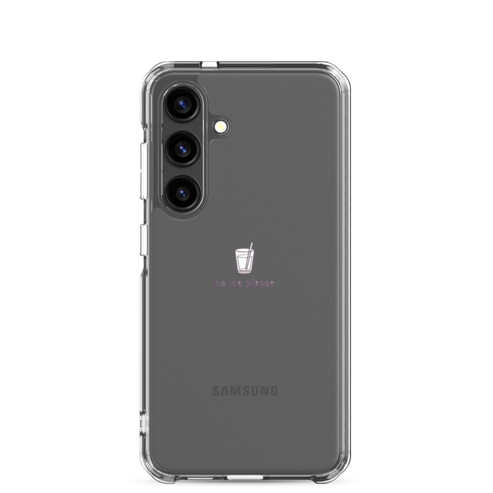 glass of ice with straw and text 'no' and 'ice please' Samsung Case front view — Wandering With Pride