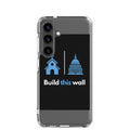 Satirical illustration of White House and Capitol Building with 'Build this wall' text Samsung Case front view — Wandering With Pride