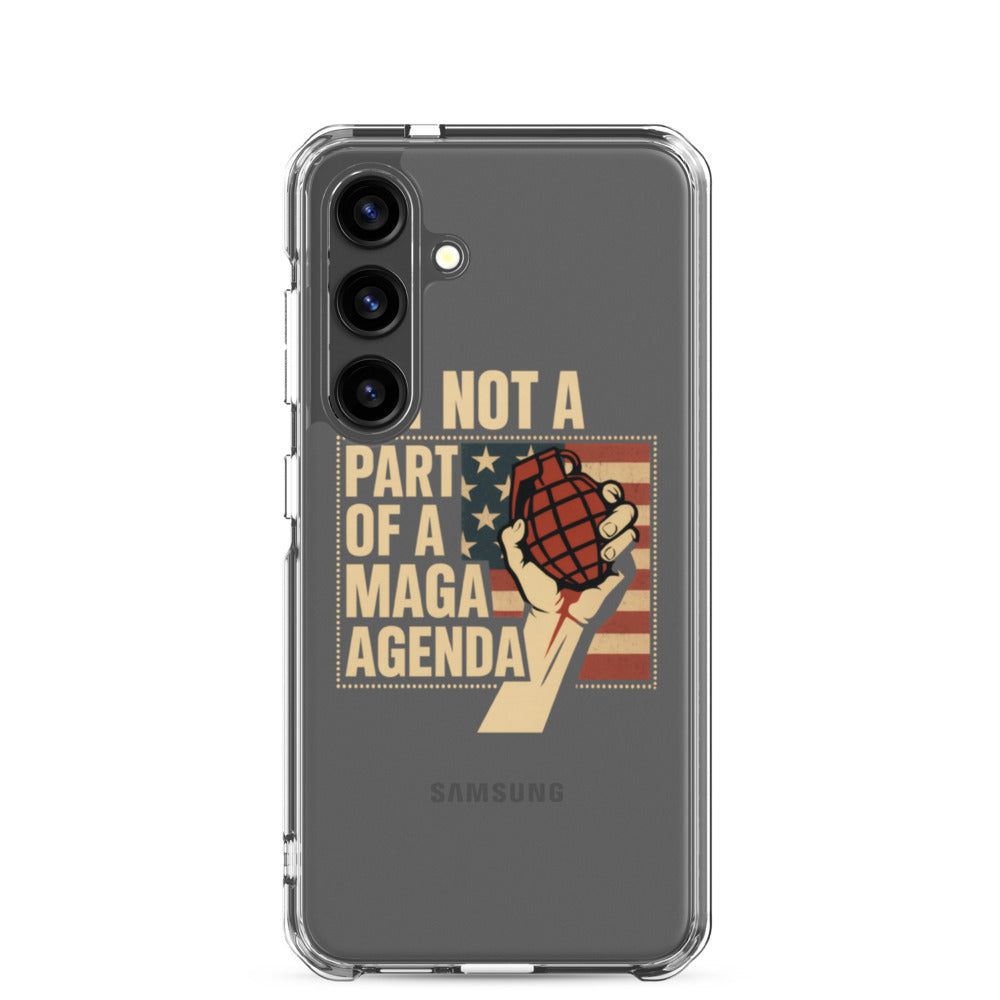 Illustration of a fist holding a grenade with the American flag in the background Samsung Case front view — Wandering With Pride