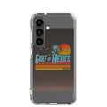 Gulf of Mexico illustrative logo with palm tree, sun, wave and floral border Samsung Case front view — Wandering With Pride