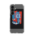 Polar bear wearing red hat and scarf holding 'Abolish ICE' sign Samsung Case front view — Wandering With Pride