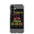 laptop with cracked screen and 'BROLIGARCHY? I PREFER DEMOCRACY.' illustration Samsung Case front view — Wandering With Pride