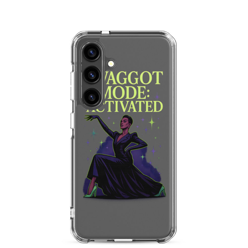 abstract female figure in dynamic pose surrounded by vibrant music energy Samsung Case front view — Wandering With Pride