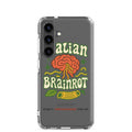 Brain with Italian flag pattern and 'Italian Brainrot' text Samsung Case front view — Wandering With Pride