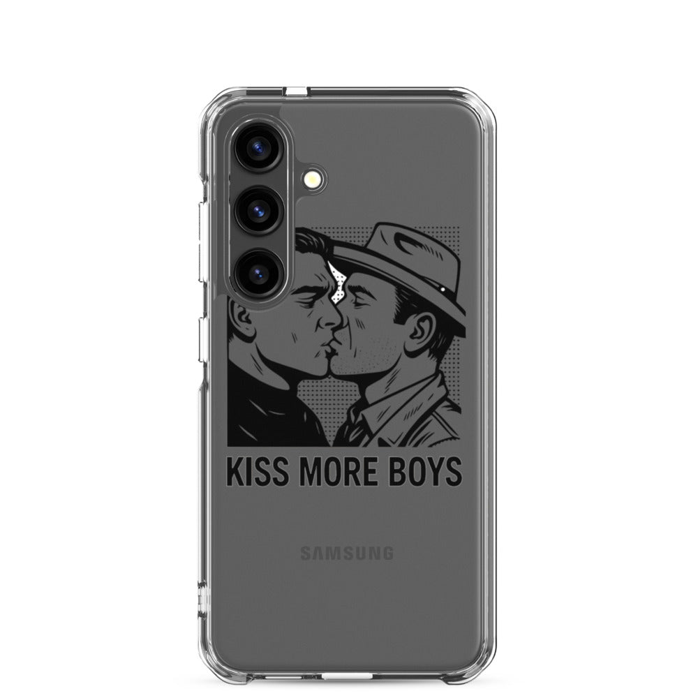 black-and-white portrait illustration of an unidentified man with shadowed face Samsung Case front view — Wandering With Pride