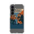 Democracy, Not Autocracy typography Samsung Case front view — Wandering With Pride