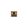 cat in traditional Japanese kimono holding tea Sticker front view — Wandering With Pride
