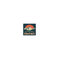 mountain range with road and sun illustration Sticker front view — Wandering With Pride