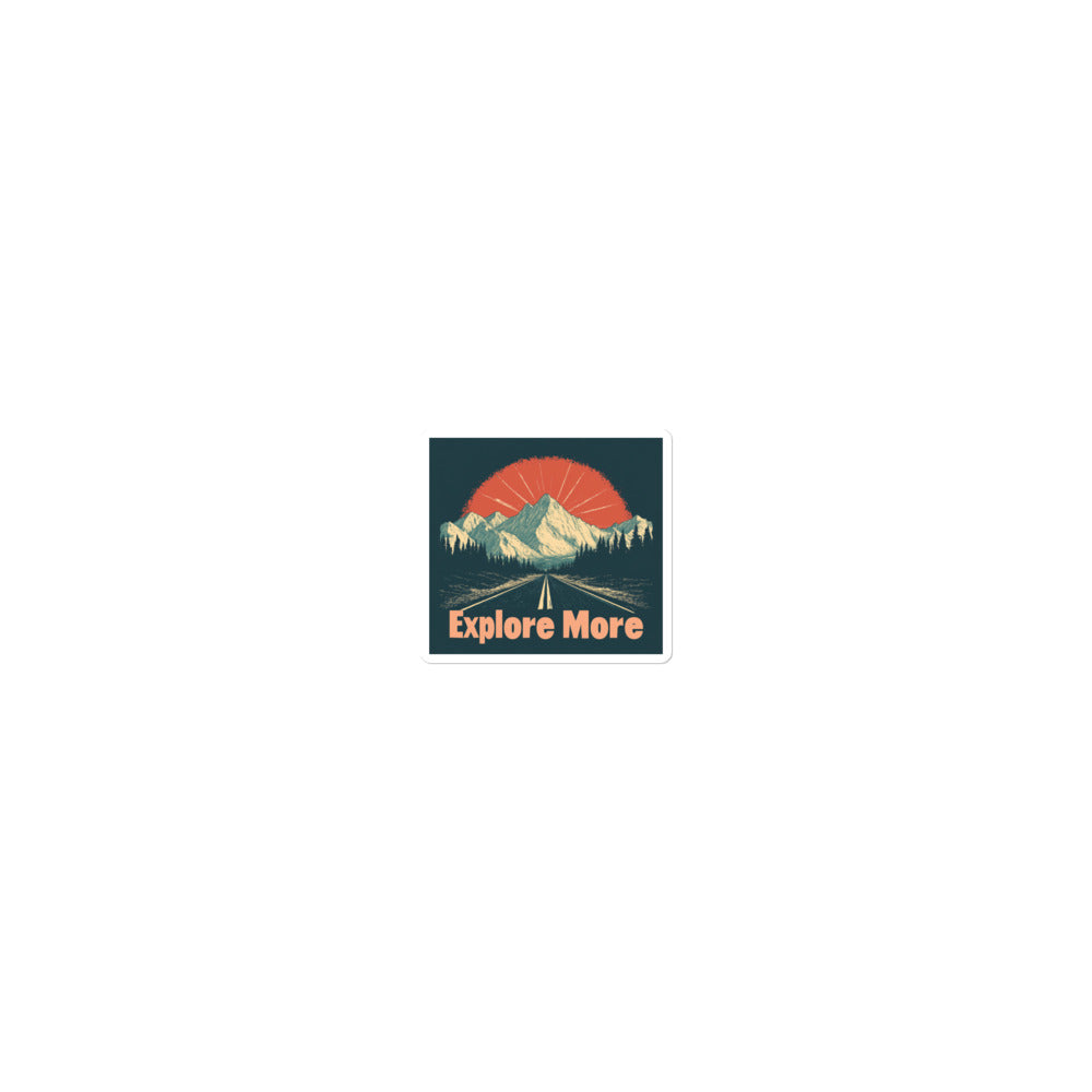 mountain range with road and sun illustration Sticker front view — Wandering With Pride