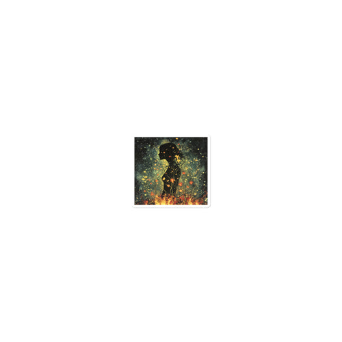 woman's profile surrounded by flames and sparks Sticker front view — Wandering With Pride