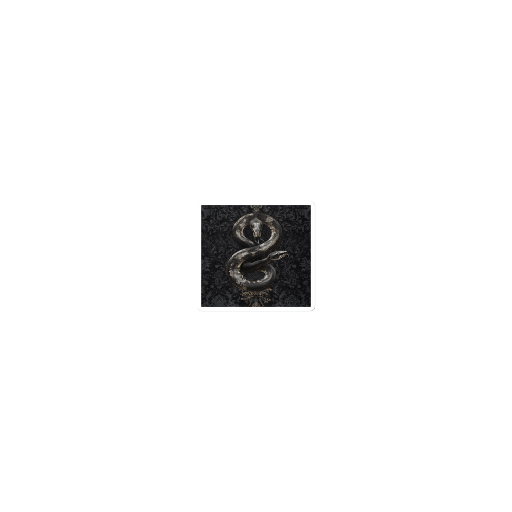 snake coiled around a skull illustration Sticker front view — Wandering With Pride