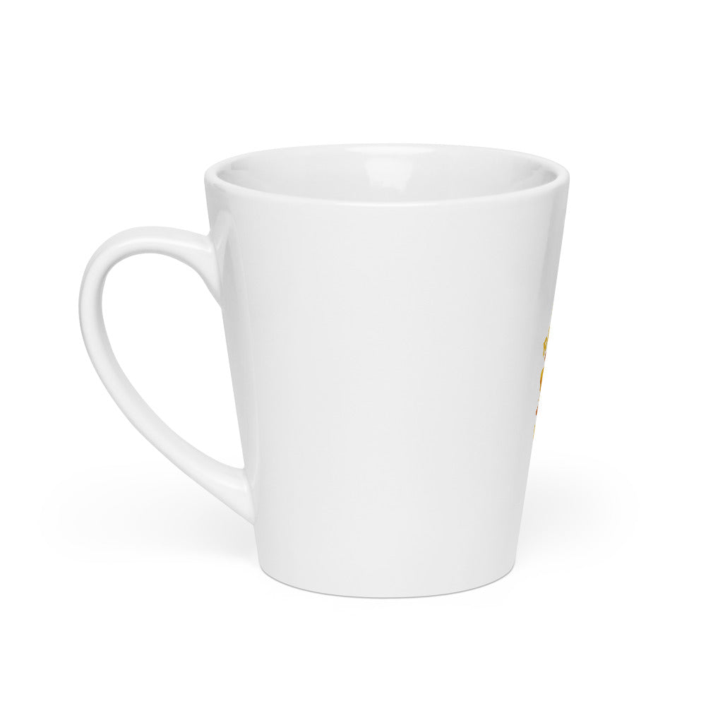 Illustration of a cartoon crab with heart-shaped eyes and mouth, text 'CRAB RANGOON WHORE' Latte Mug front view — Wandering With Pride