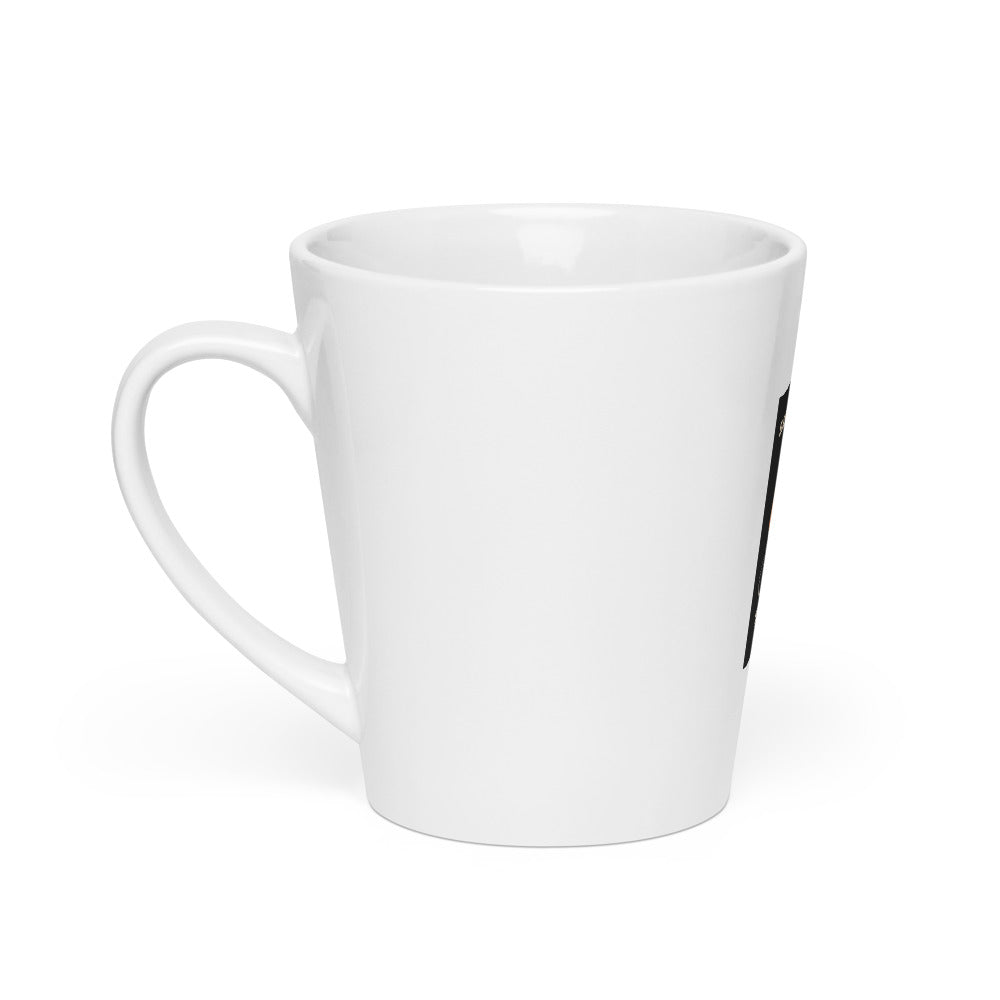 Anime-style sashimi roll on a red bicycle wearing a blue helmet Latte Mug front view — Wandering With Pride