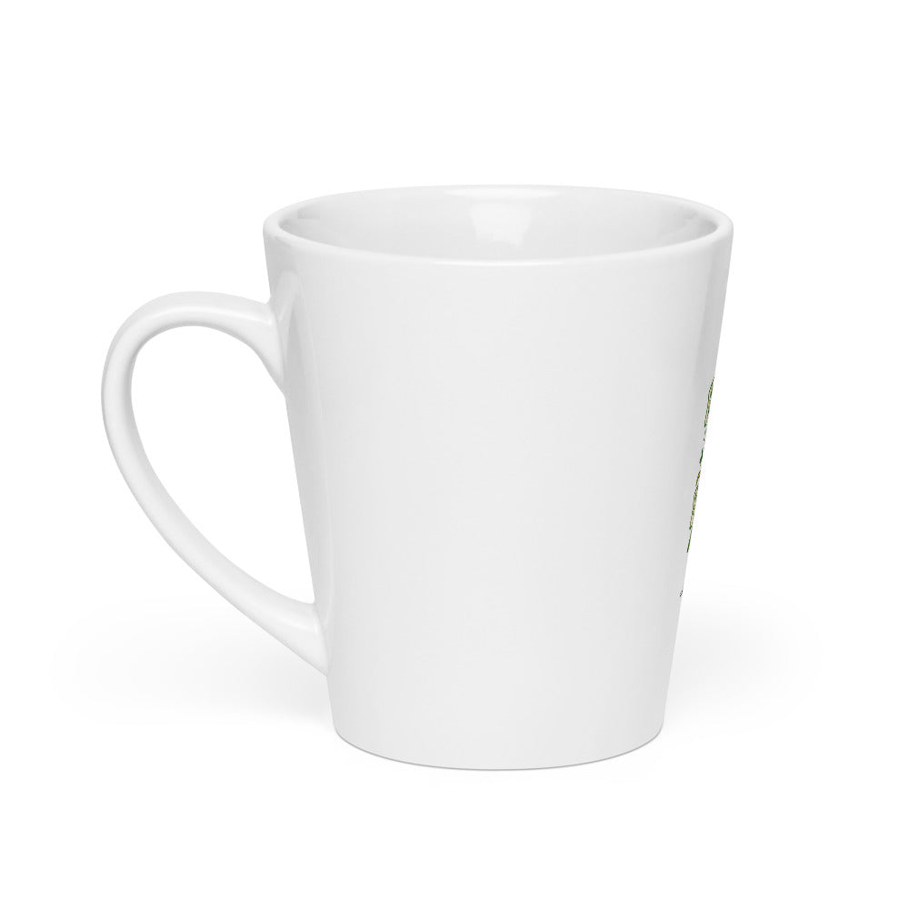 Brain with fork and spoon illustration labeled 'Italian BRAINROT' Latte Mug front view — Wandering With Pride