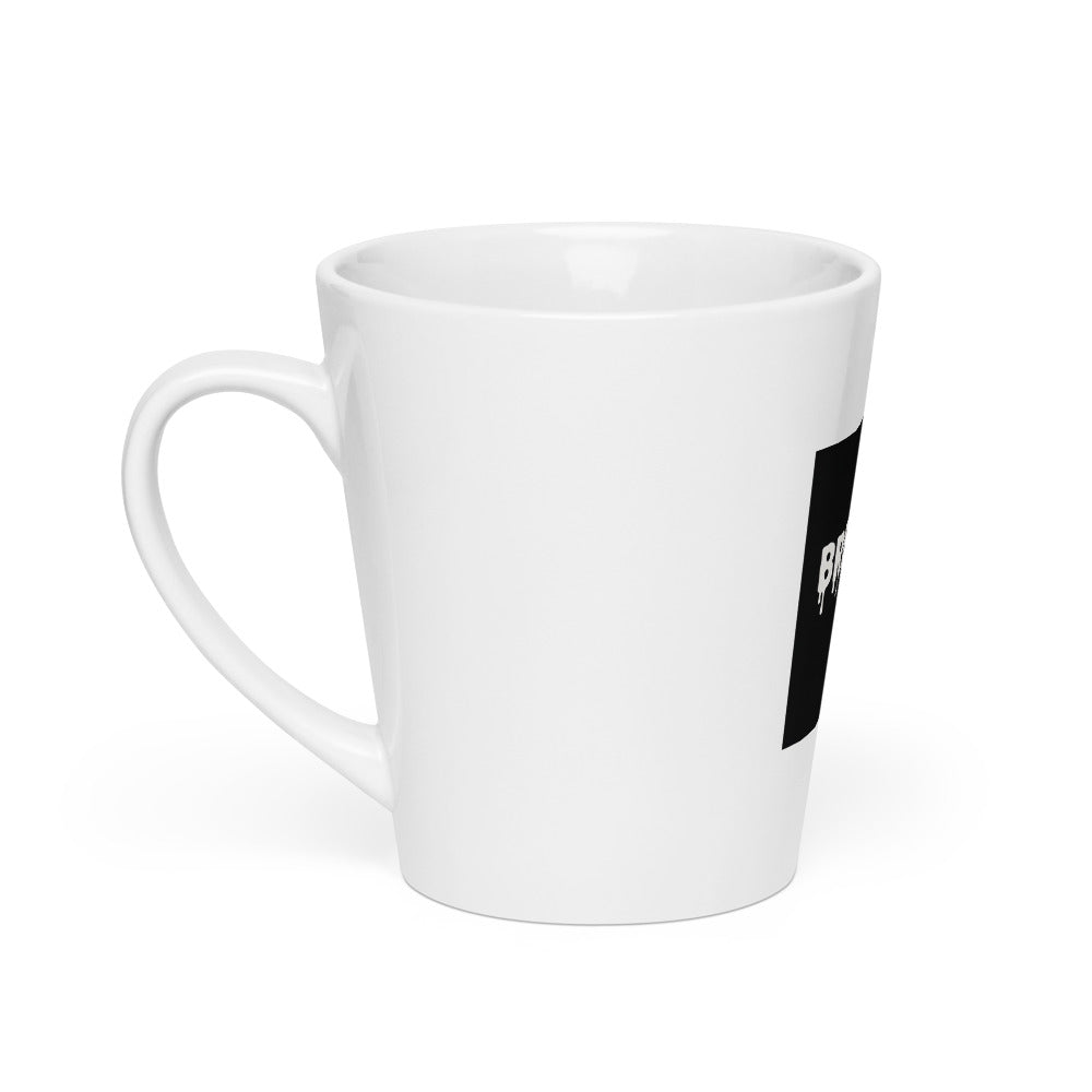 Graffiti-style 'BREEDABLE' typography Latte Mug front view — Wandering With Pride