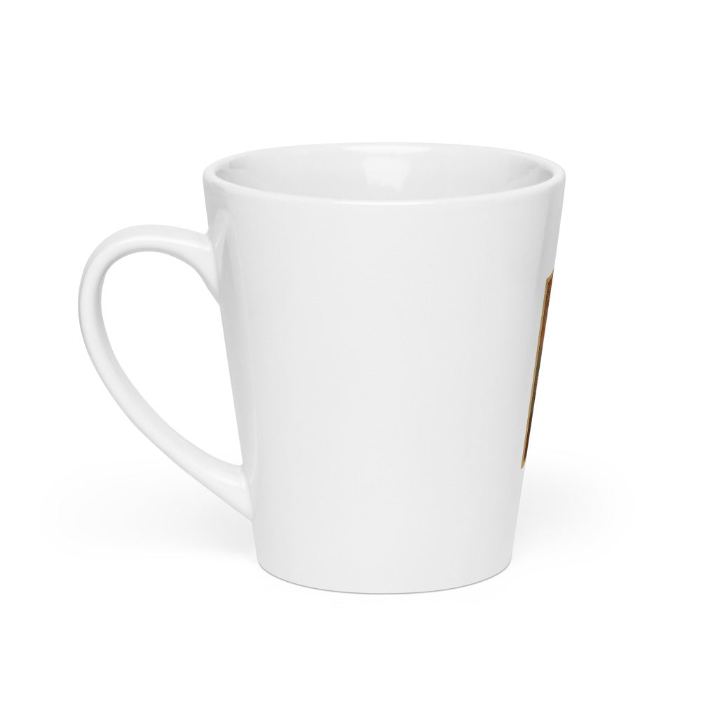 Cat enjoying noodles in a Japanese-style bowl Latte Mug front view — Wandering With Pride