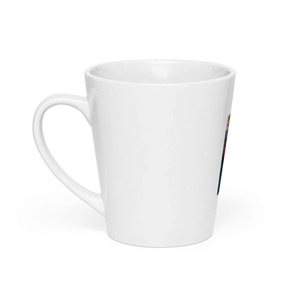 Democracy, Not Autocracy typography Latte Mug front view — Wandering With Pride