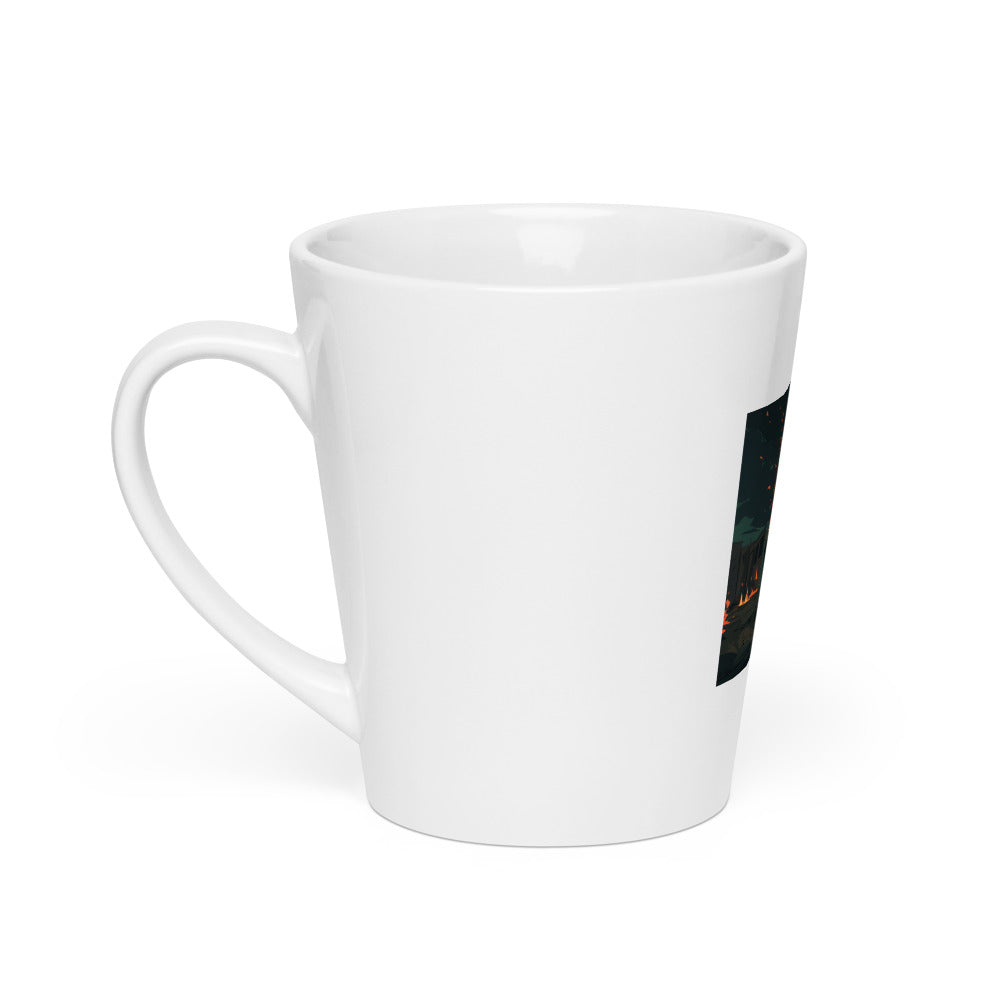 green dumpster on fire illustration Latte Mug front view — Wandering With Pride