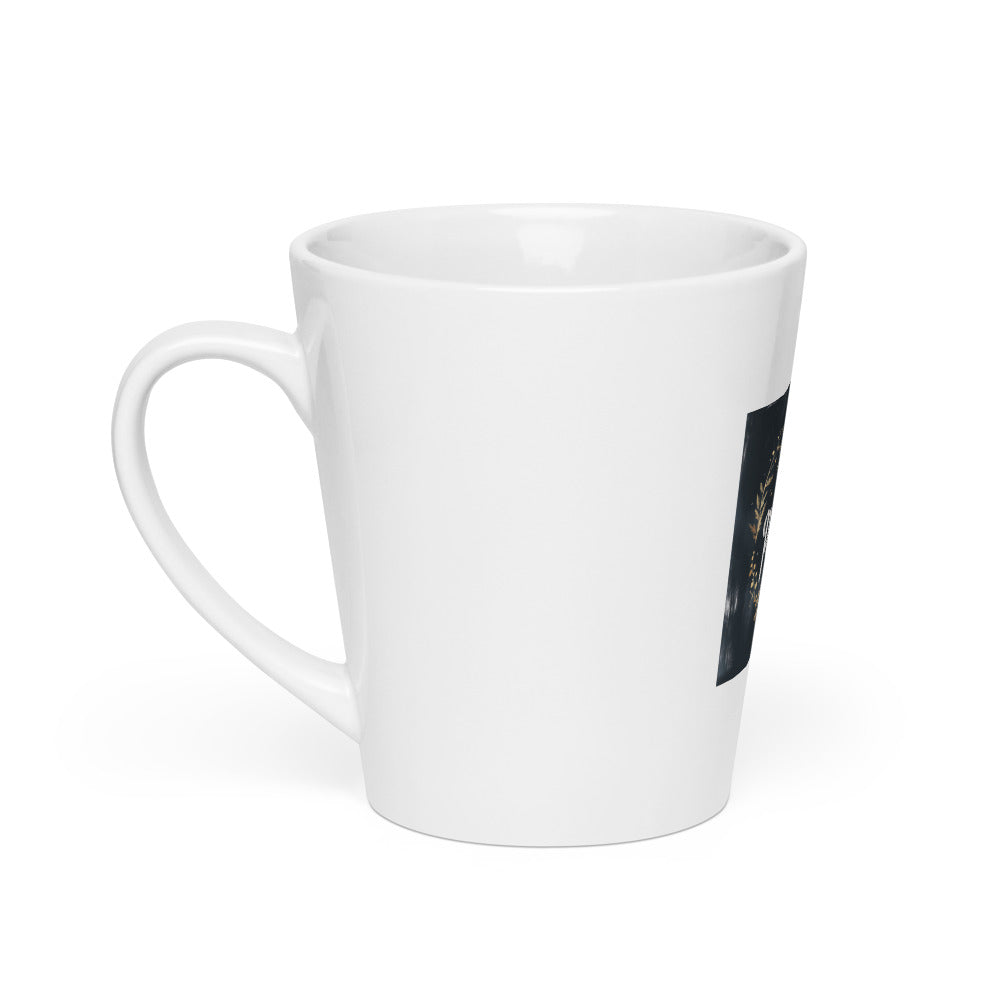 She Persisted typography with floral wreath Latte Mug front view — Wandering With Pride
