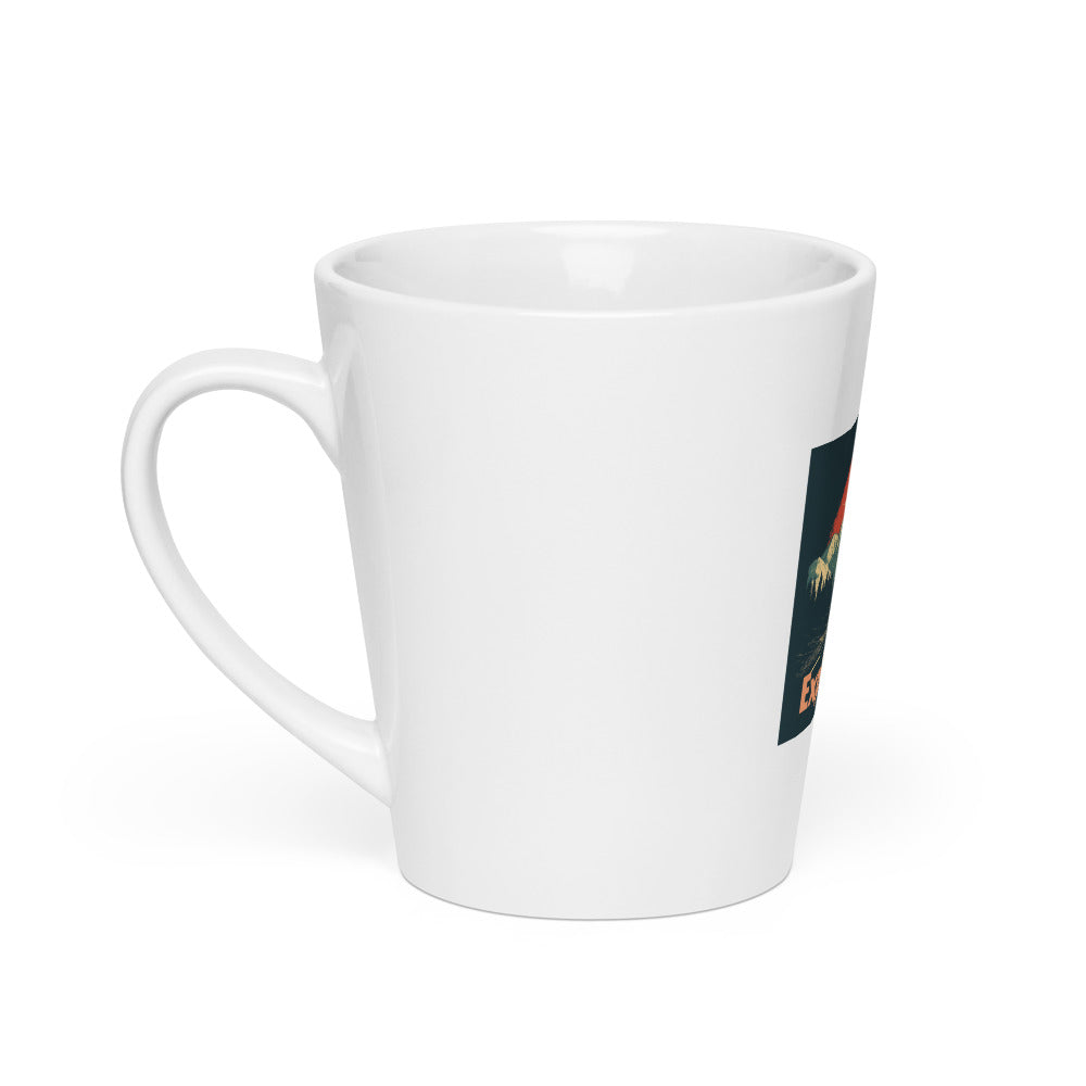 mountain range with road and sun illustration Latte Mug front view — Wandering With Pride