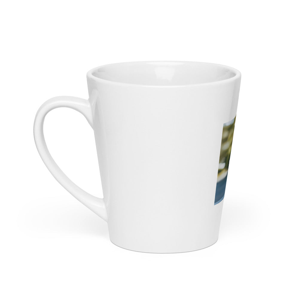 cartoon dog face with speech bubble saying 'Tell Your Dog I Said Hi' Latte Mug front view — Wandering With Pride