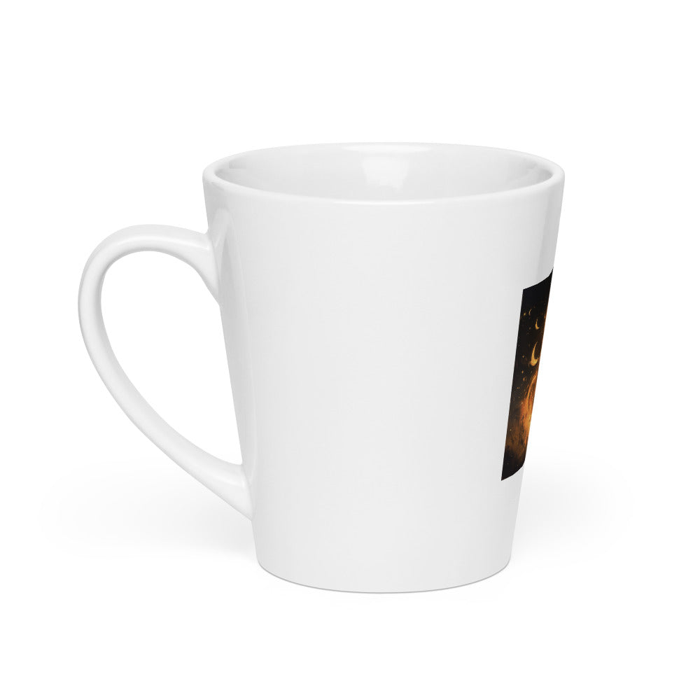 Fantasy woman in stormy mountain scene Latte Mug front view — Wandering With Pride