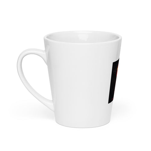 woman's head engulfed in flaming hair illustration Latte Mug front view — Wandering With Pride