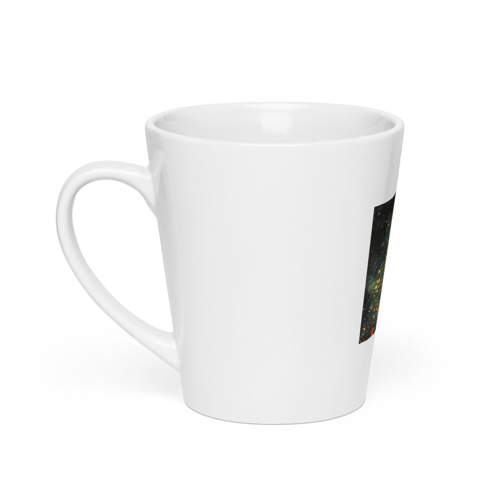 woman's profile surrounded by flames and sparks Latte Mug front view — Wandering With Pride