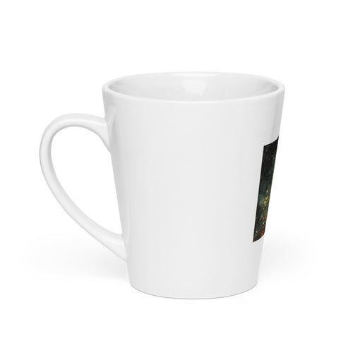 woman's profile surrounded by flames and sparks Latte Mug front view — Wandering With Pride