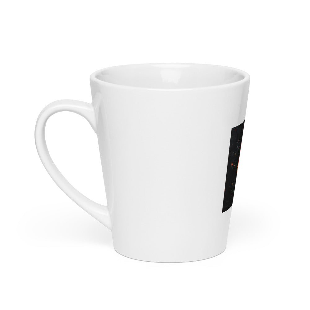 woman merging with fiery muse illustration Latte Mug front view — Wandering With Pride