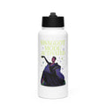 abstract female figure in dynamic pose surrounded by vibrant music energy Water Bottle front view — Wandering With Pride