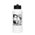 black-and-white portrait illustration of an unidentified man with shadowed face Water Bottle front view — Wandering With Pride