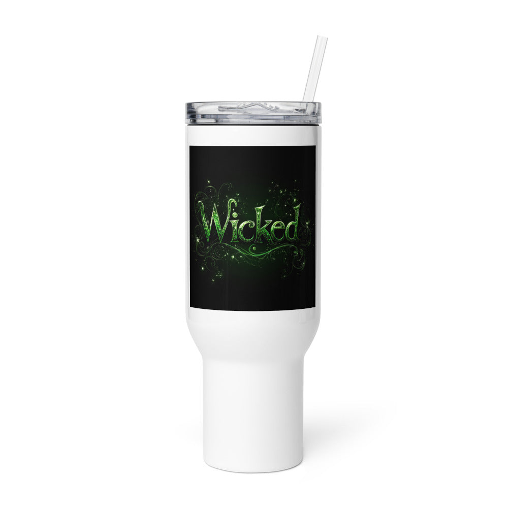 Illustration of Elphaba from the musical Wicked Travel Mug front view — Wandering With Pride