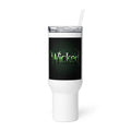 Wicked (2006 film) wordmark typography Travel Mug front view — Wandering With Pride
