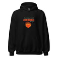 Flaming heart with 'And, baby, that's SHOW BUSINESS for you' text in Pabu/Pabu Light fonts Hoodie front view — Wandering With Pride