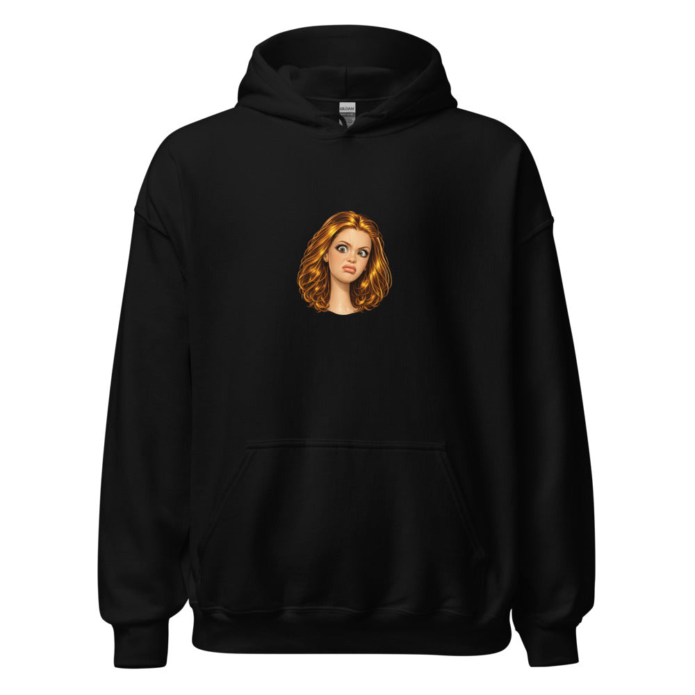 Abstract portrait of a woman with vivid blue eyes Hoodie front view — Wandering With Pride