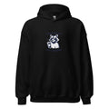 cartoon raccoon wearing sunglasses and holding a coffee cup with 'First of all, I'm a delight' typography Hoodie front view — Wandering With Pride