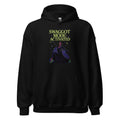 abstract female figure in dynamic pose surrounded by vibrant music energy Hoodie front view — Wandering With Pride
