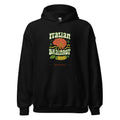 Brain with Italian flag pattern and 'Italian Brainrot' text Hoodie front view — Wandering With Pride