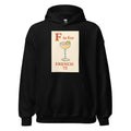 French 75 cocktail glass illustration with 'F' text Hoodie front view — Wandering With Pride