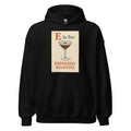 martini glass with espresso, 'E is for' typography Hoodie front view — Wandering With Pride
