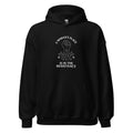 A Woman's Place Is In The Resistance typography with raised fist and dot circle Hoodie front view — Wandering With Pride