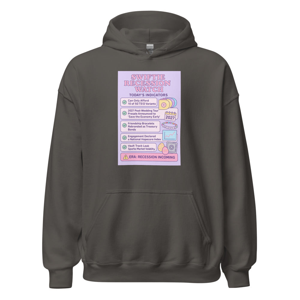 Swiftie Recession Watch infographic Hoodie front view — Wandering With Pride