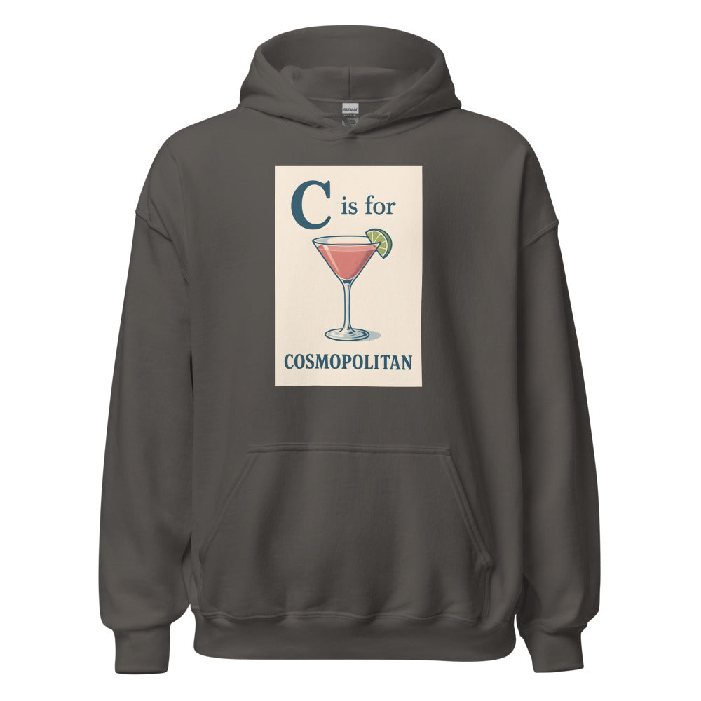 C is for Cosmopolitan alphabet illustration Hoodie front view — Wandering With Pride