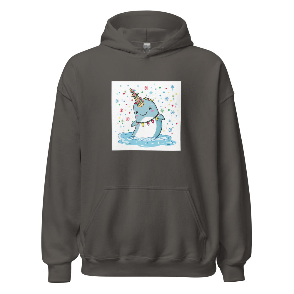 cartoon whalocorn illustration Hoodie front view — Wandering With Pride