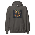 stylized illustration of a woman's profile with crescent moon, stars, flames, and leaves Hoodie front view — Wandering With Pride