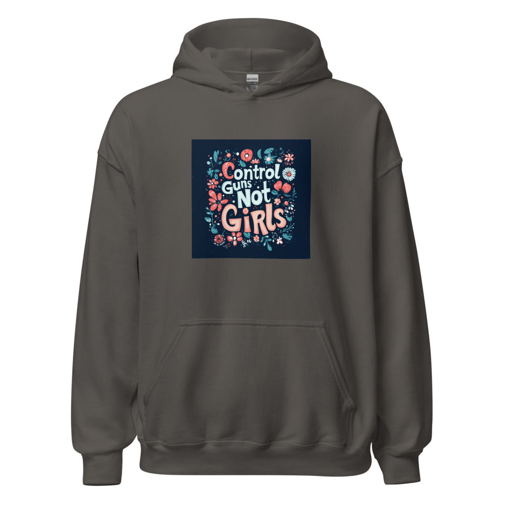 hand-drawn floral crown portrait of a grinning woman Hoodie front view — Wandering With Pride