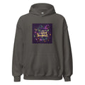 witch's hat and broom illustration with occult book motif Hoodie front view — Wandering With Pride
