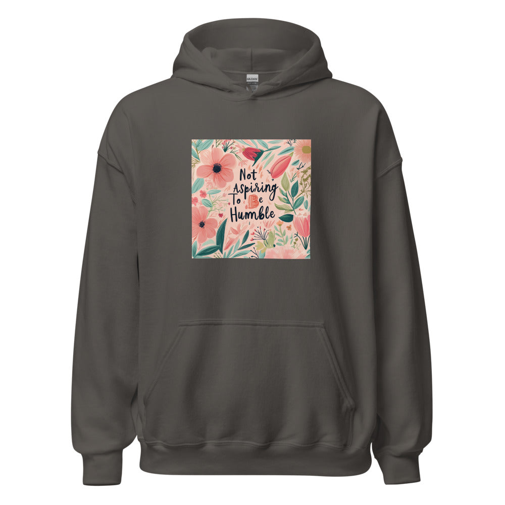 hand-drawn woman's face with floral elements and inspirational typography Hoodie front view — Wandering With Pride